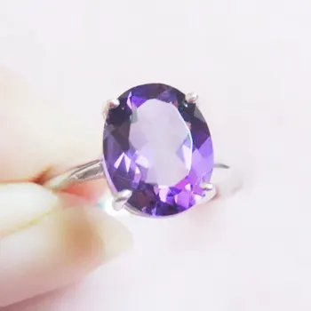 

Amethyst ring Free shipping Natural and real amethyst 925 sterling silver ring 2.4ct gem Natural purple crystal jewelry