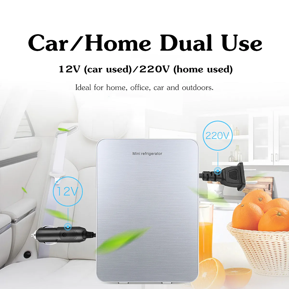 

20L 12V/220V 56W Portable Mini Refrigerator Car Camping Home Fridge Cooler & Warmer Single Core Good Heat Dissipation Low Noise