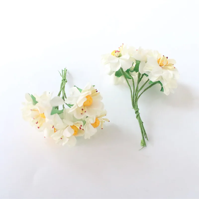 white 48 шт. моделирование мини бумага цветок sen женская рука материалы для ручных поделок гирлянда группа аксессуары для волос желтый шар core поддельные pa - Цвет: white