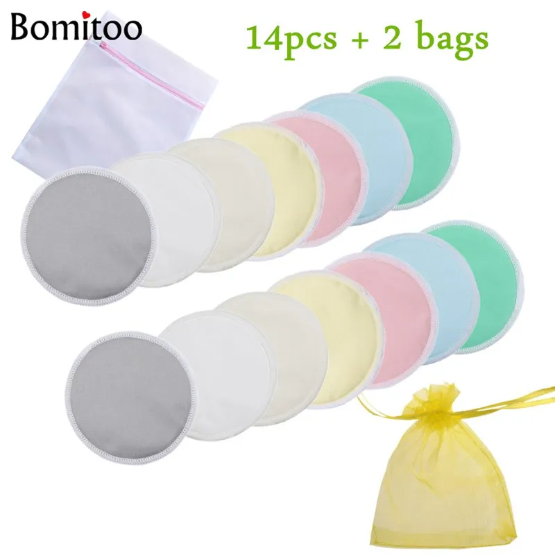 [Bomitoo] 14 Pcs Bamboo Breast Pad Nursing Pads For Mum Washable Reusable PUL Breastfeeding Baby Pad Wholesale Nursing Pads