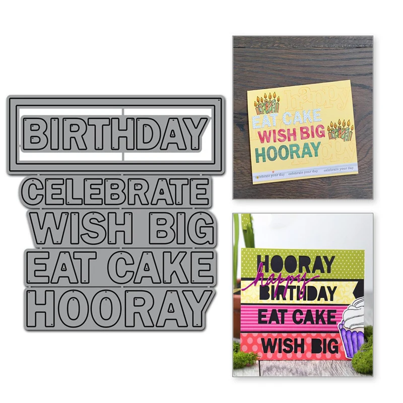 

YaMinSanNiO Birthday Tiles Metal Cutting Dies Scrapbooking New 2019 Craft Dies Cuts for Card Making Stitch Troqueles Stencil DIY