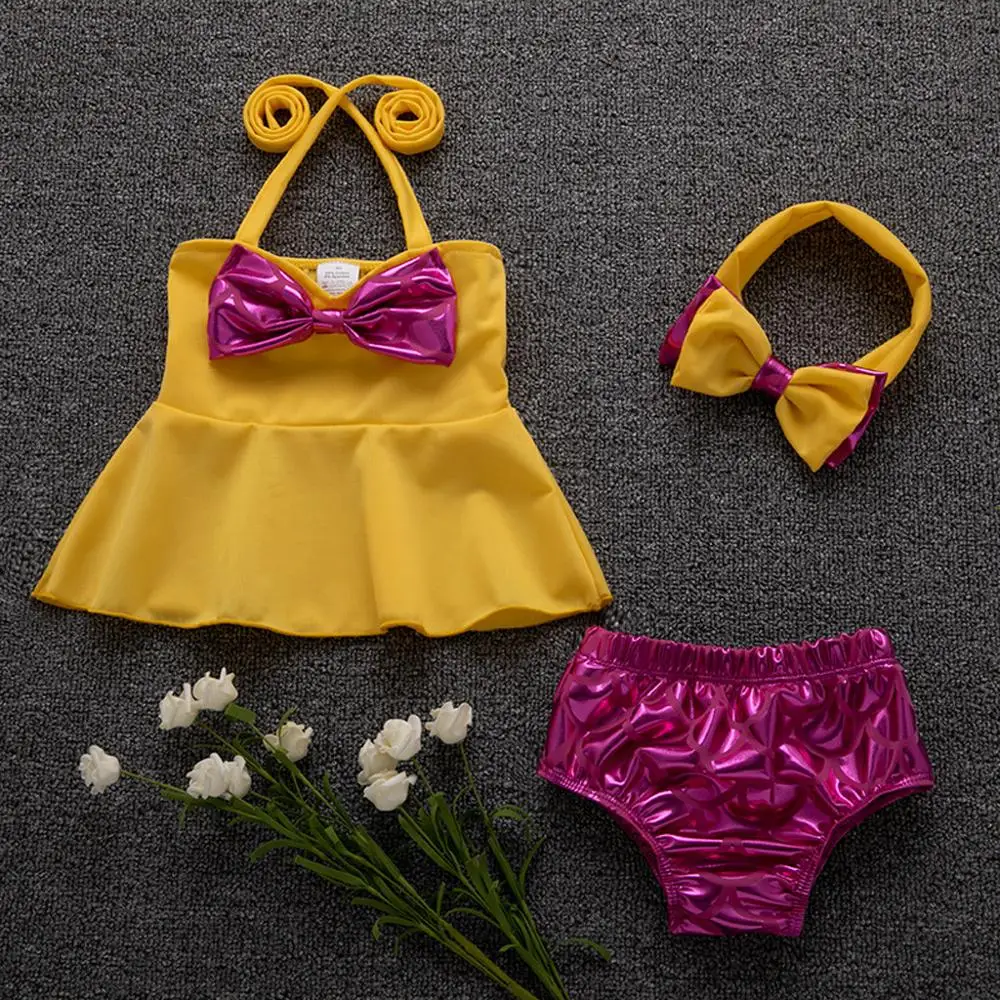 

Swimsuit For Girls 2019 Girls Swimwear Baby Girl Swimwear Yellow Bow Girl Swimsuit two-piece suit bebek kız bebek mayo A1