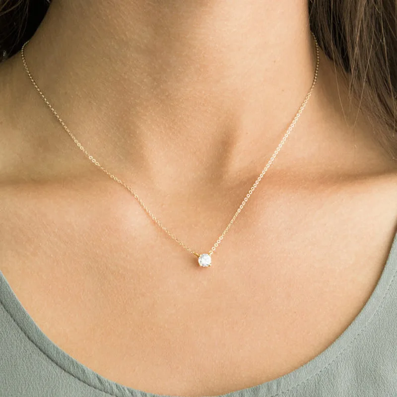 

Women Major Brand Necklace Fashion Simple Lady's Apparel Beautiful Zircon Clavicle Chain Chokers Necklaces Jewelry Accessories