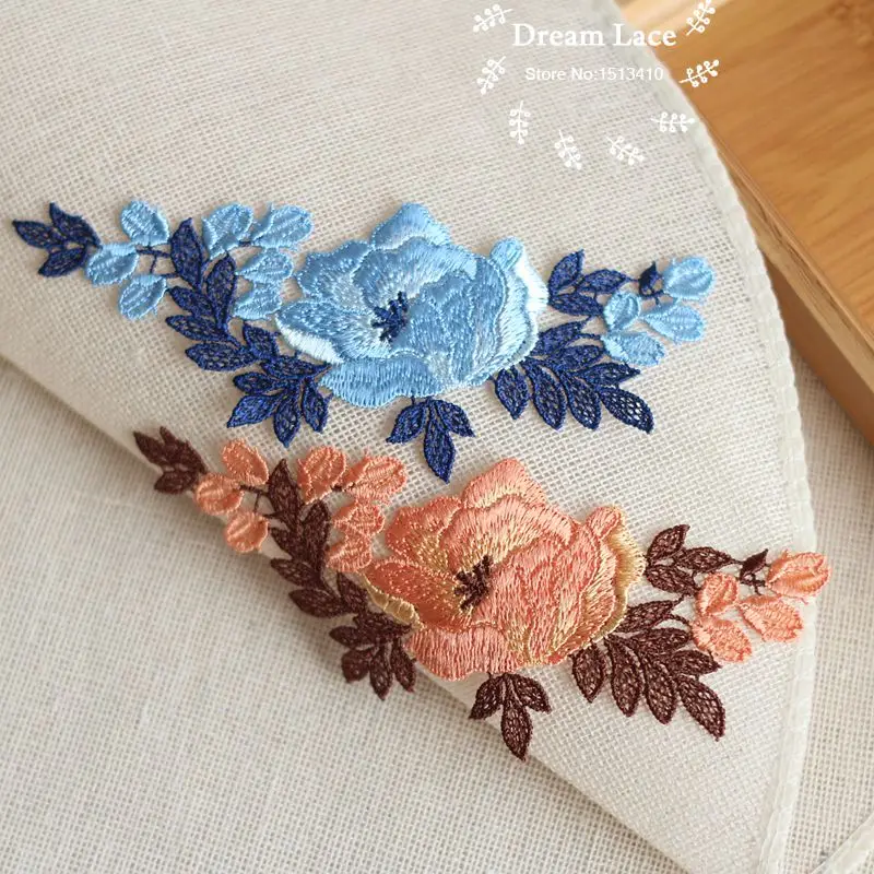 

(2 pieces/lot) Embroidered Polyester Lace Applique Sewing Patch for Collar