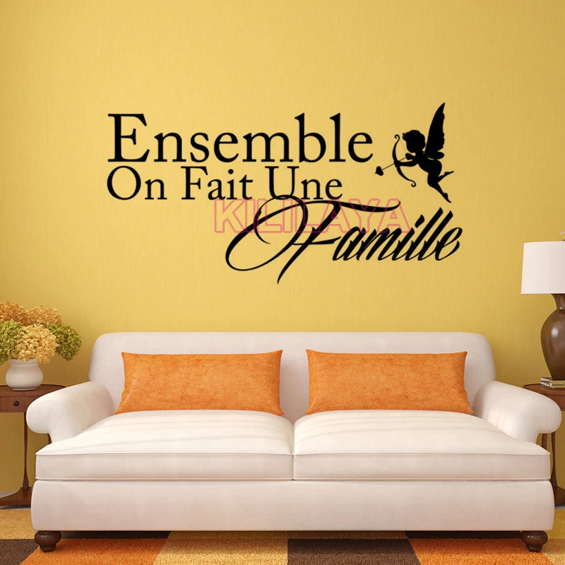 Stickers French Citation Ensemble On Fait Une Famille Vinyl Wall Sticker Decals Art Wallpaper Living Room Home Decor Decoration Wallpaper Roll Wallpaper Glitterwallpaper Map Aliexpress