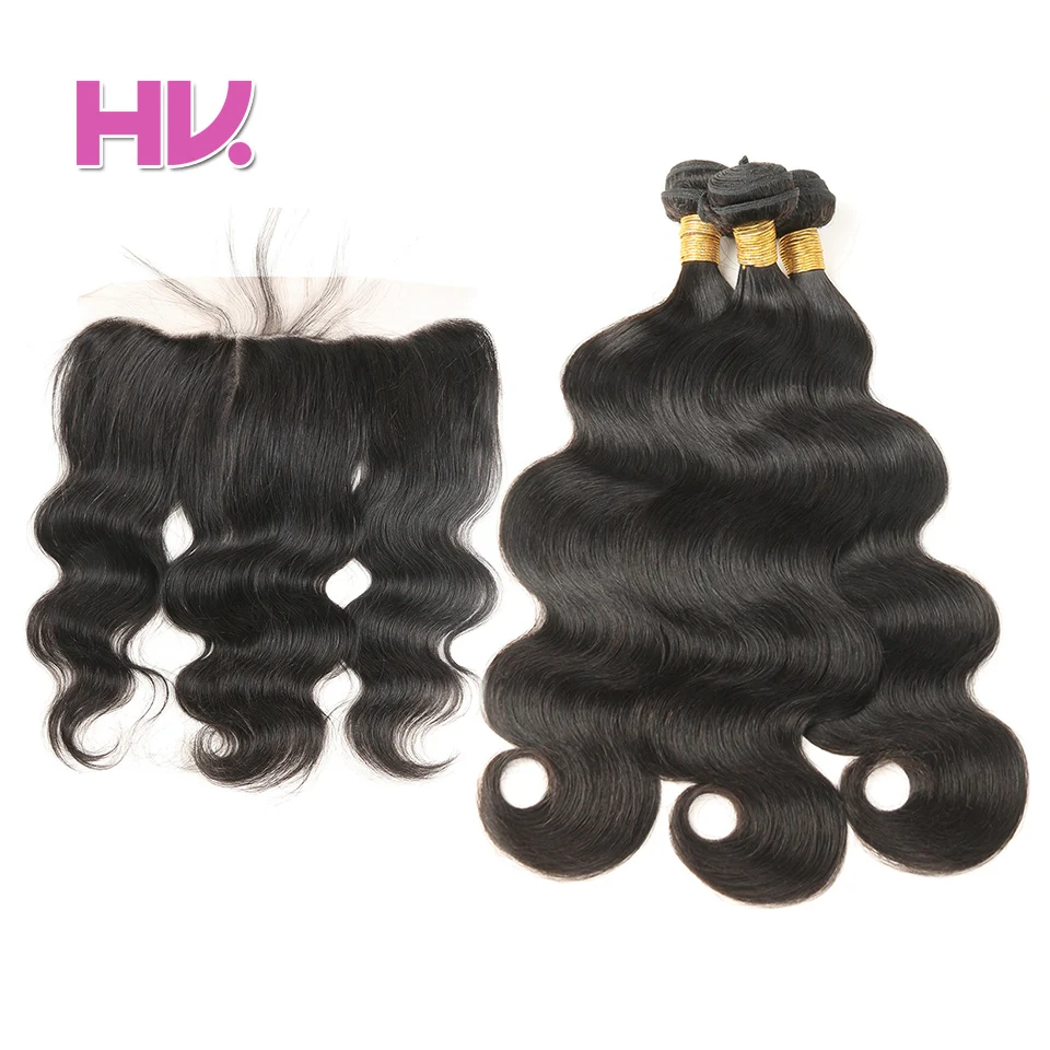 Hair Villa Remy Brazilian Body Wave Lace Frontal Closure with Bundles 13*4 Salon Human Hair Lace Frontal Closure with Baby Hair brazilian-body-wave-closure