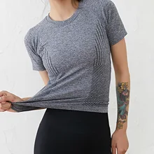 Топ для йоги, Спортивная футболка, Женская сетчатая дышащая рубашка с короткими рукавами для бега, йоги, спортивная одежда для тренировок, быстросохнущая одежда