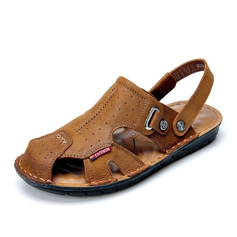 

New Casual Men Soft Sandals Comfortable Men Summer Genuine Leather Sandals Men Roman Summer Outdoor Beach Sandals Size 38-44