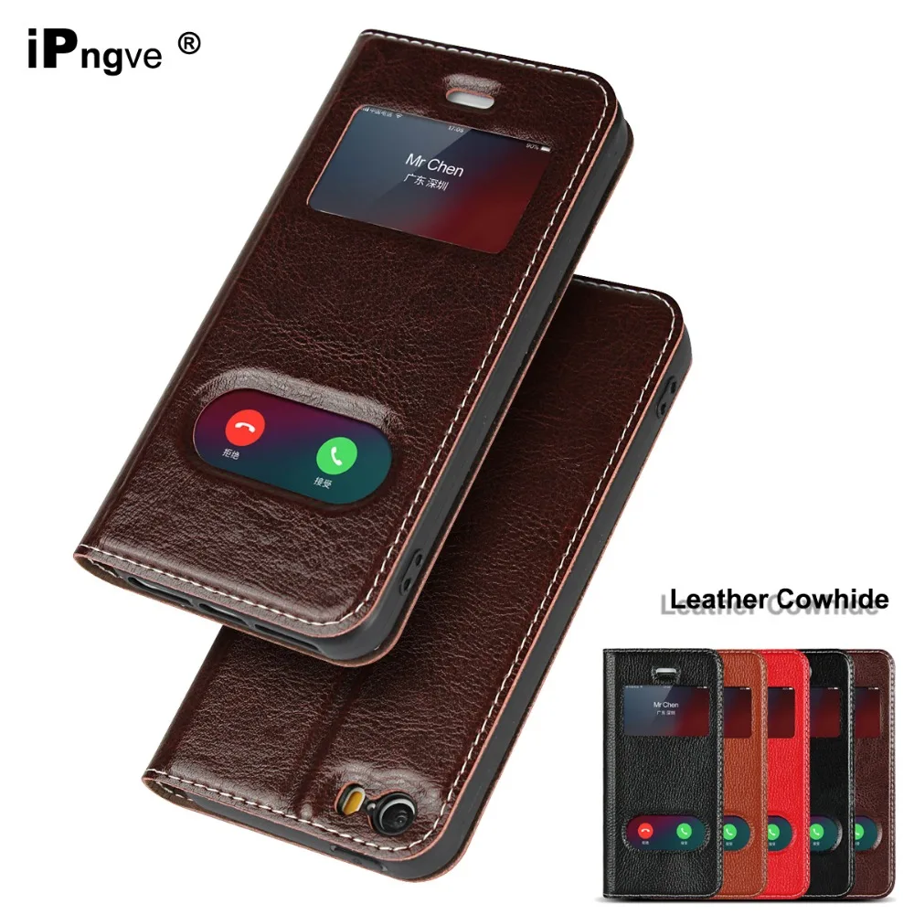 

ipngve View Window Genuine Leather Flip Cover Case For iPhone 5S 5 SE Case iPhone 5S Ultra-thin Phone Bag Fundas For iPhone SE