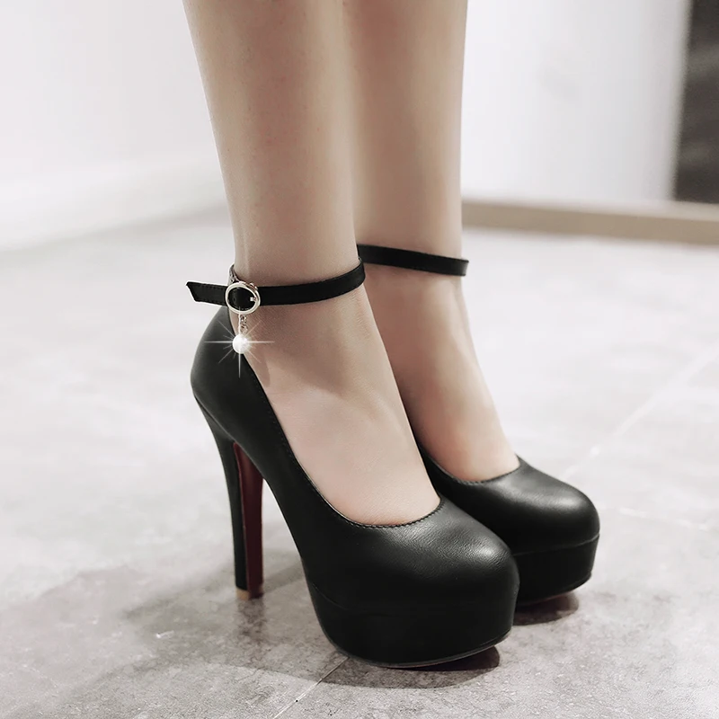 Women Pumps Shallow Ladies Platform Shoes Ladies Pearl Shoes Spring Black Buckle Strap Fashion Round Toe Thin High Heel Shoes Women Pumps Shallow Ladies Platform Shoes Ladies Pearl Shoes Spring Black Buckle Strap Fashion Round Toe Thin High Heel Shoes