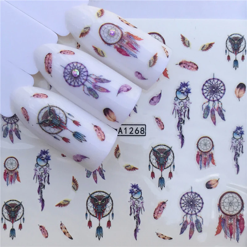 6 листов DIY переводные наклейки на ногти цветок переводная наклейка для воды кружева Ловец снов дизайн ногтей слайдер Декор A1267-1272