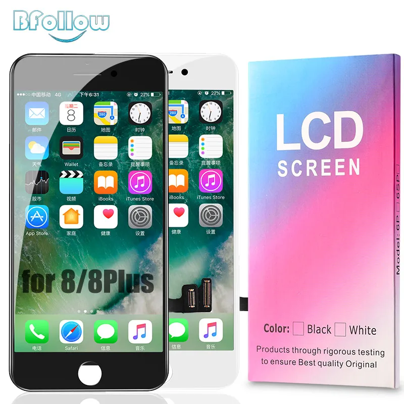 

BFOLLOW Original Refurbished LCD for iPhone 8 / 8 Plus AAA Screen Display Assembly Digitizer Replacement Frame Sticker