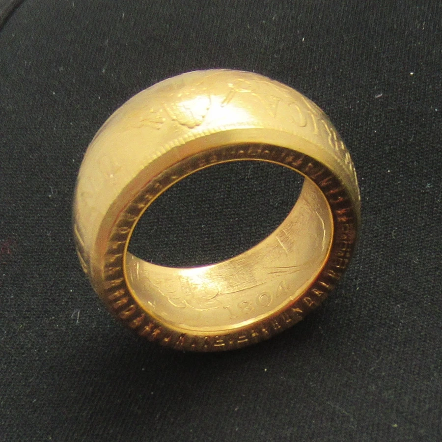 

Coin Ring Handmade from USA 1 Dollar Coin 1804 "Date" Inside of the Ring Real Gold Plated Handcraft US Size 8-16#