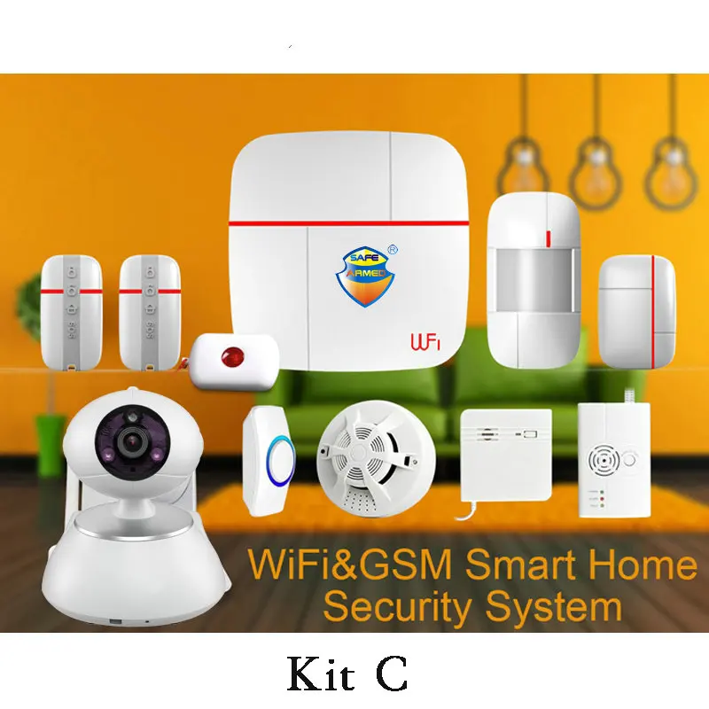 1-set-Kit-C-Vcare-Aalarm-Intelligent-Wifi-GSM-Home-Alarm-System-with-Wireless-Smoke
