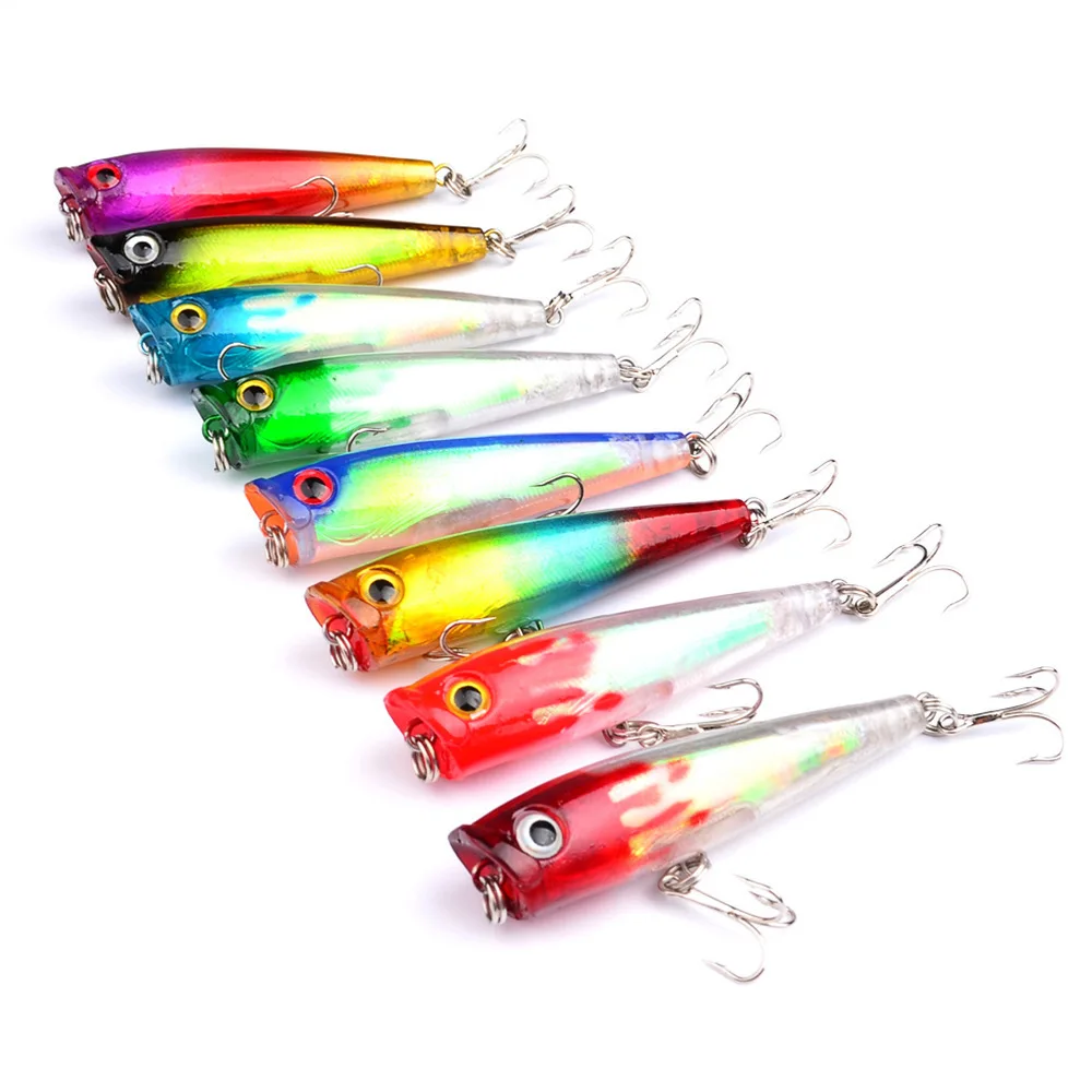 

8Pcs Colorful Popper Hard Bait 6.6g/65mm Swimbait Fish Lures Seawater Artificial Treble Hook Sea Fishing Wobbler Trolling Bait