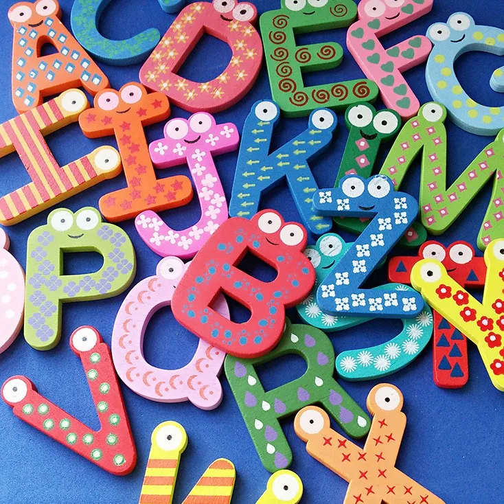 Деревянные 26 букв алфавита магниты на холодильник детские развивающие Обучающие наклейки декоративная доска на холодильник домашний декор