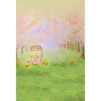 

TR 8x8FT Bokeh Pink Sakura Flowers Blossom Park Tree Grass Path Tunnel Custom Photography Studio Background Backdrop Vinyl