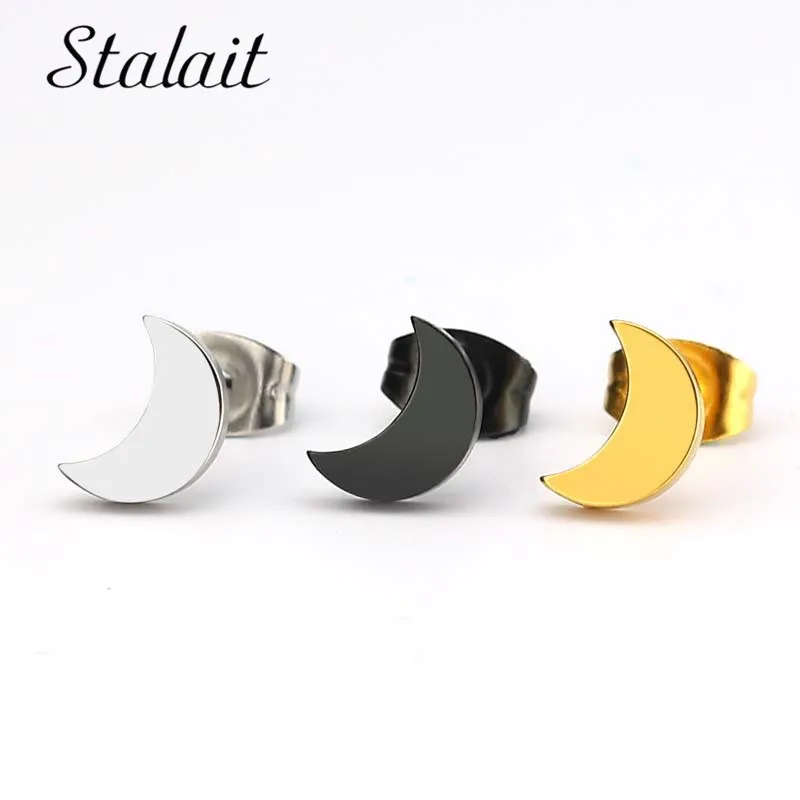 

Romantic Japan and South Korea Simple and Exquisite Moon Stud Earrings Titanium Steel Stainless Steel Hypoallergenic Earrings