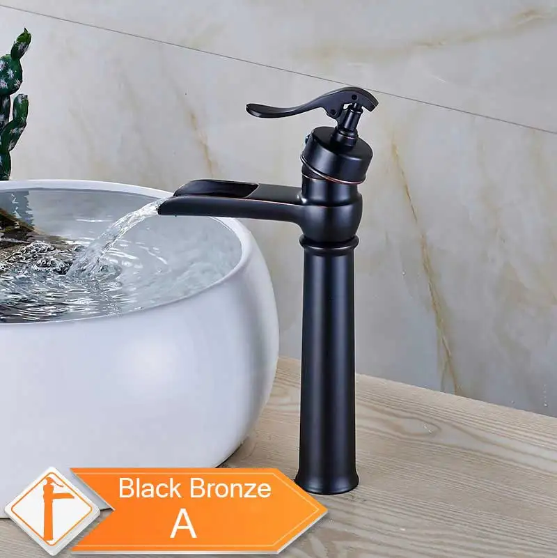 Black Bronze A Матовый никель Водопад смеситель для раковины бортике форма насоса горячей и холодной воды кран Одной ручкой латунный смеситель - Цвет: Black Bronze A