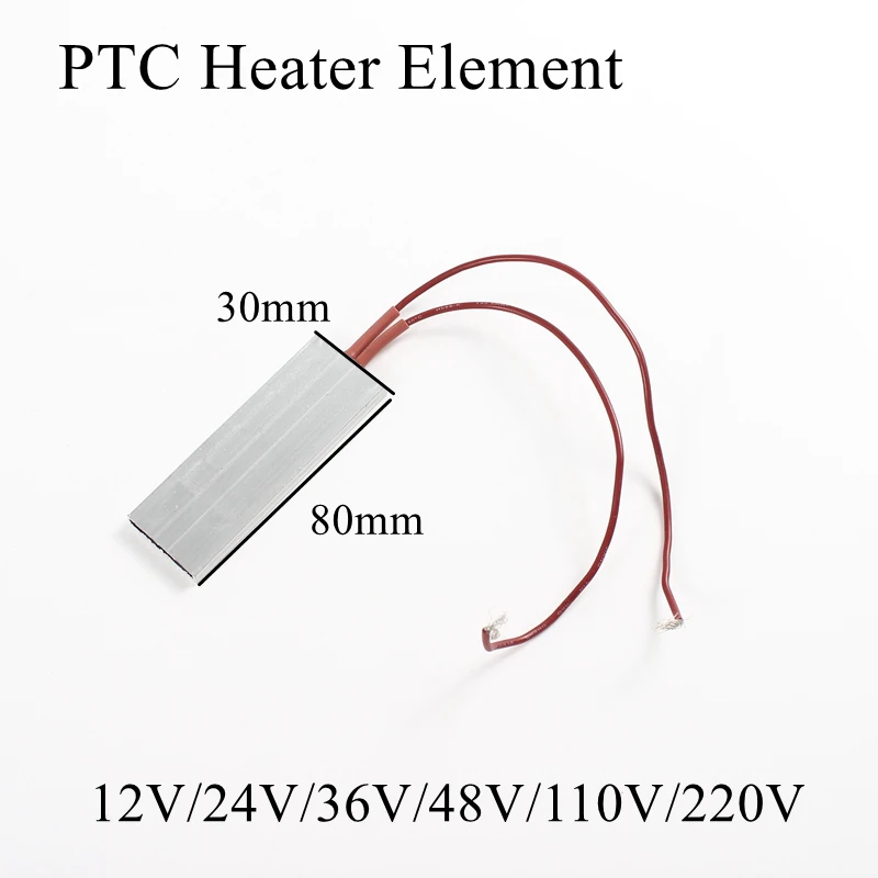 80x30 мм 24 в 120 градусов Цельсия Алюминиевый PTC нагревательный элемент постоянный термостат термистор Датчик нагрева воздуха с оболочкой 80*30 мм