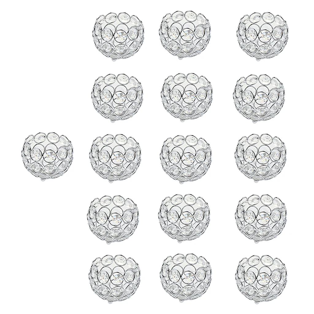 16 Pieces Candle Holder Crystal Ball Candlestick Holiday Party Coffee Cafe Table Decoration Crafts