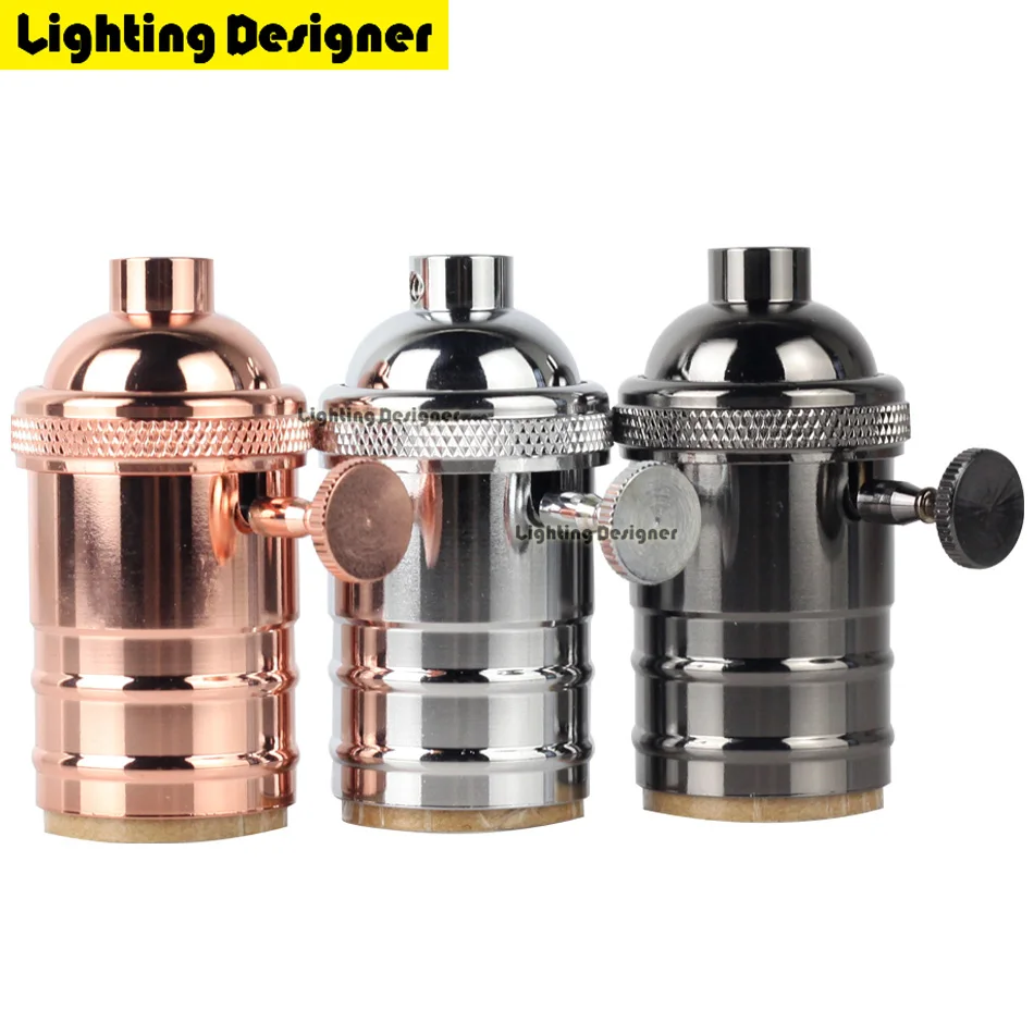 Одежда высшего качества латунь E27 Edison Цоколи винт лампы Алюминий В виде ракушки держатель лампы Ретро держатель лампы накаливания баз с коммутатором