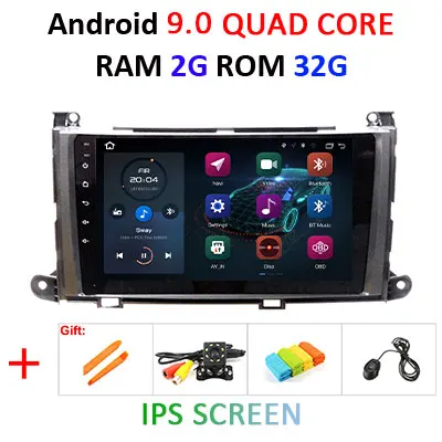 Android 9,0 ips экран 4G ram 64G rom Автомобильный gps для Toyota Sienna Навигация стерео сенсорный экран Аудио приемник без DVD плеера - Цвет: 9.0 2G 32G IPS