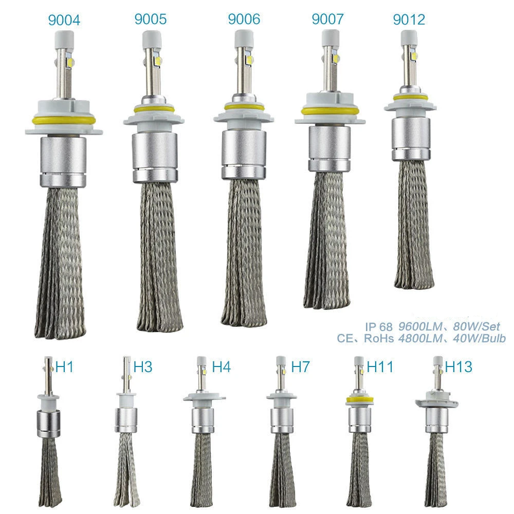 1Pair 80W 9600LM CR R3 LED Headlight H4 H7 H1 H3 H8 H9 H11 9005 9006 9012 9004 9007 H13 Car LED