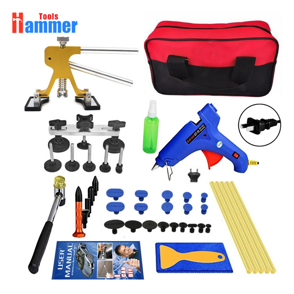 

Paintless Dent Repair Tools Kit PDR KING Tools with adjustable Golden Dent Lifter Pops a Dent
