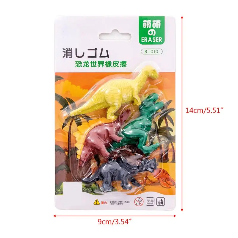 4 шт./упак. Kawaii ластик стирательная резинка Творческий мультфильм динозавра в форме канцелярские студент Для детей подарок