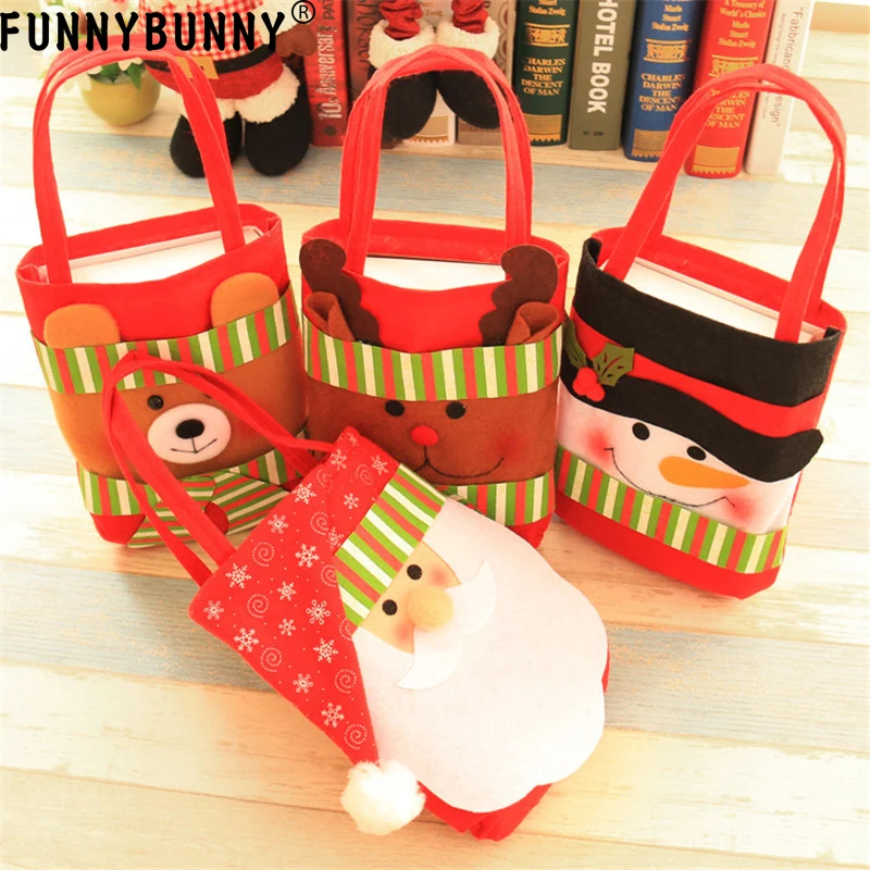 

FUNNYBUNNY Christmas Candy Handbag Portable Cute Xmas Gift Bags Stocking Handbag Christmas Ornaments Home Party Decor