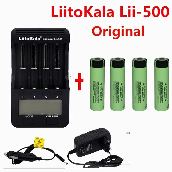 1 шт LiitoKala lii-500 lcd 3,7 V 18650 21700 зарядное устройство+ 4 шт 3,7 V 18650 3400mAh NCR18650B литий-ионные аккумуляторы