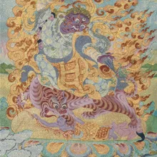 Китай тибетская шелковая вышивка Tang карта старая парча картина огонь Бог Статуэтка домашний Декор Украшение Чистая ручная Tang карта