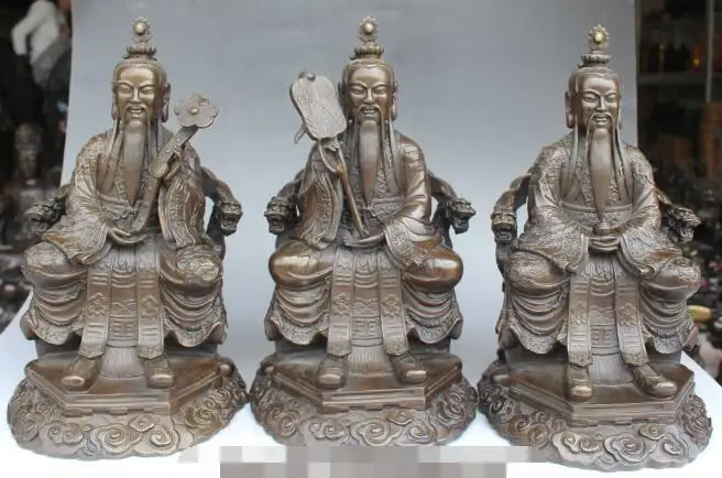 

S4695 13" Pure Bronze Taoism San Qing Dragon Alchemy Immortal LaoJun God Set Statue discount 30% (C0324)