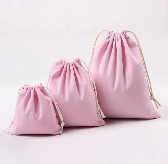VEAMOR Solid Light Pink Cotton Pouch Bags Drawstring Candy Bags Storage