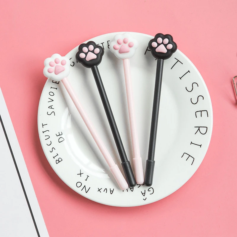

1pc 0.5mm Cute Cat Paw Gel Pen Kawaii Stationery Black Ink Pens for Kids Gift School Office Writing Supplies Material Escolar