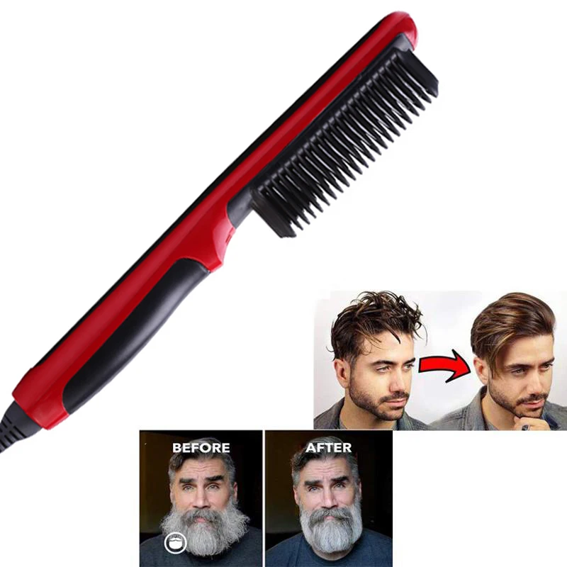 Beard Straightener Straightening Comb For Men Beard Quick Styler Comb Brush Styling Accessories lisseur barbe szczotka do wlosow
