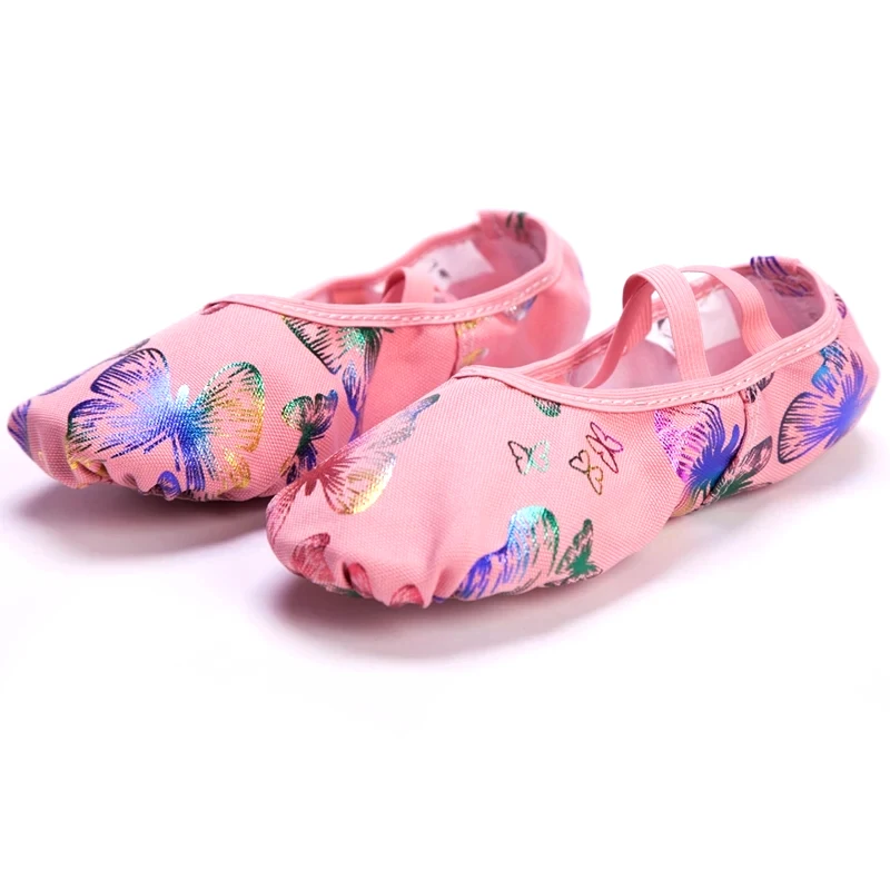 

Pink Butterfly Canvas Soft Sole Professional Yoga Ballet Shoes Children Adults Ballerina Teacher Practice Performance Slipper