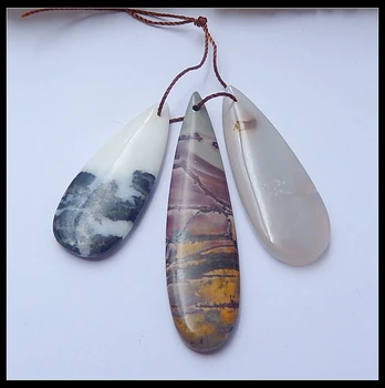 

2018 Natural Stone Chohua Jasper And Agate With zebra Jasper Teardrop Gemstone Necklace Pendants 47x12x4mm 33x13x4mm 8.9g