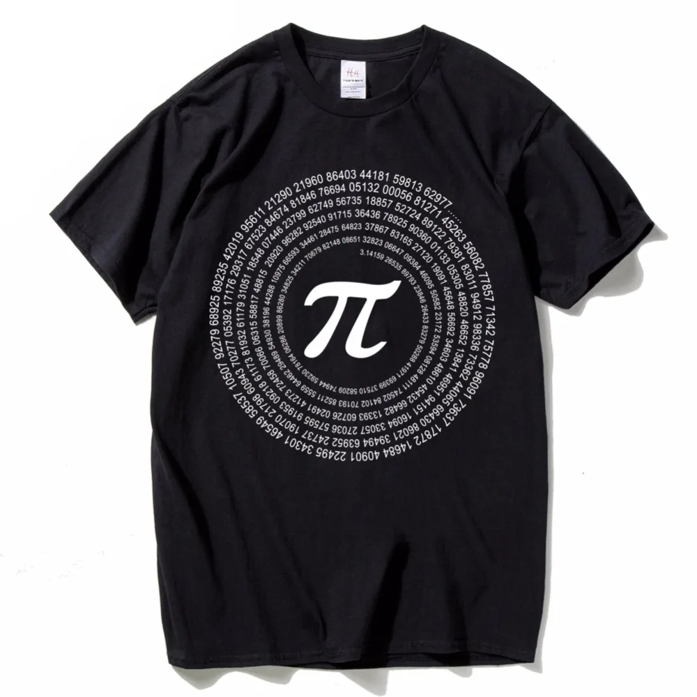 Новинка Pi Math футболки мужские хлопковые свободные с коротким рукавом стиль Geek