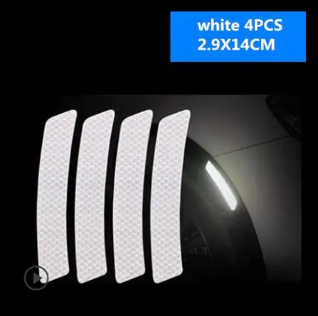 White 4pcs 4 шт. двери автомобиля Стикеры наклейка Предупреждение лента автомобиля светоотражающие полосы для Skoda Octavia A2 A5 A7 Fabia Rapid превосходным Citroen C4 C5 C3 - Название цвета: White 4pcs