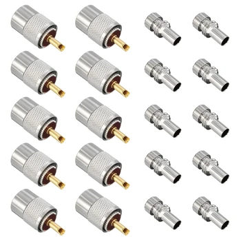 

10 X PL259 UHF Connector Male Plug With Reducer for RG8X Coaxial Cable +Tube