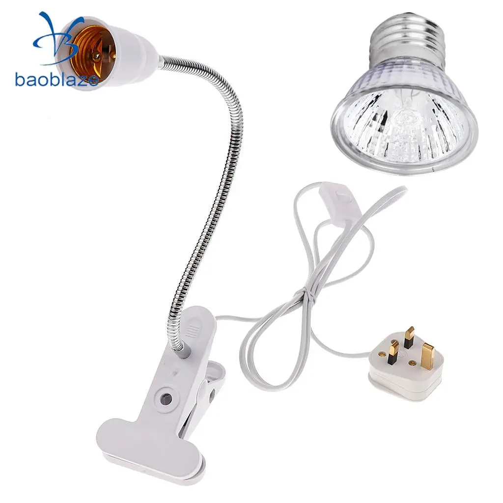 Set of 2, Reptile Heat Lamp UV Clip Light Holder with 100W Halogen UVA