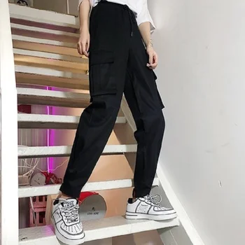 

French overalls women loose bf beam foot hiphop sports pants female ins tide was thin wild high waist harem pants