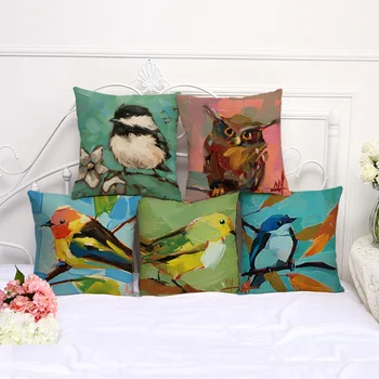 

1 Piece Famous Designer Hug Cushion Cover Decorative Home Decor Chair Sofa Throw Pillows Case 45x45cm Oil Painting Bird Style