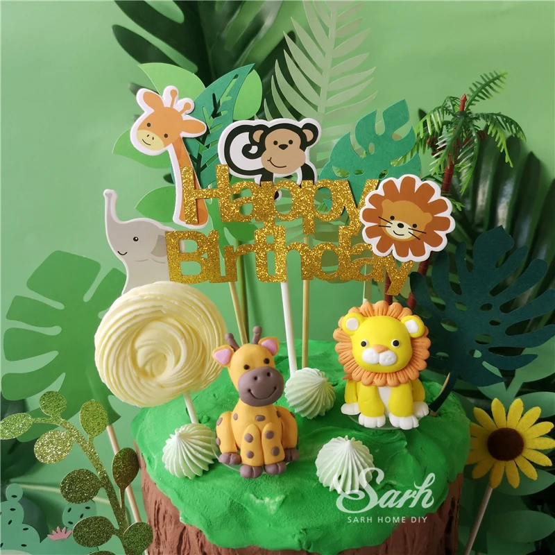 Жираф, лиса, Лев, милые украшения, обезьяна, топпер для торта на детский день, день рождения, вечеринку, свадебное украшение, прекрасные подарки