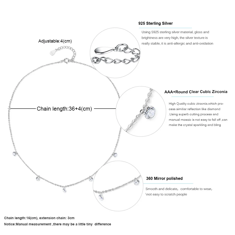 ELESHE, 925 пробы, серебряное регулируемое ожерелье-чокер, цепочка, ювелирное изделие, проложенный кристалл, CZ подвеска, ожерелье для женщин, свадебные ювелирные изделия