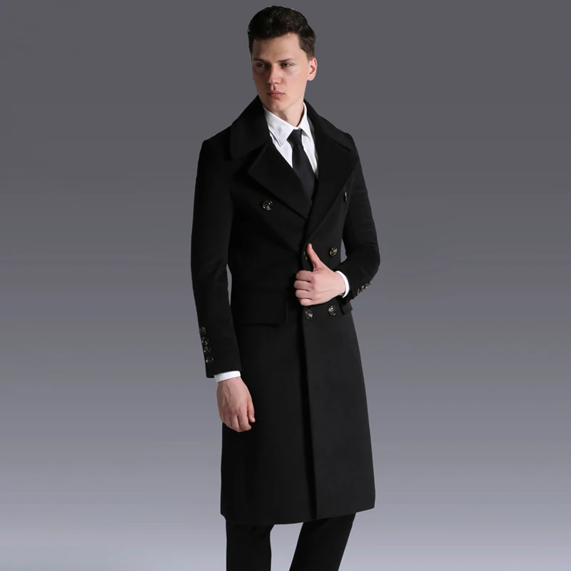 

S-6XL! Long cashmere overcoat over the knee male of the new big lapel business big wool coat Big yards men's windbreak