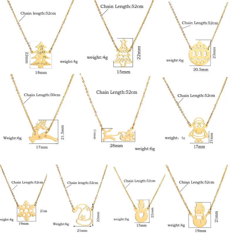 UZone, рождественское ожерелье с подвеской из нержавеющей стали, золотое, полое, снежинка, Санта Клаус, ожерелье для женщин, рождественские, лучшие подарки, ювелирные изделия