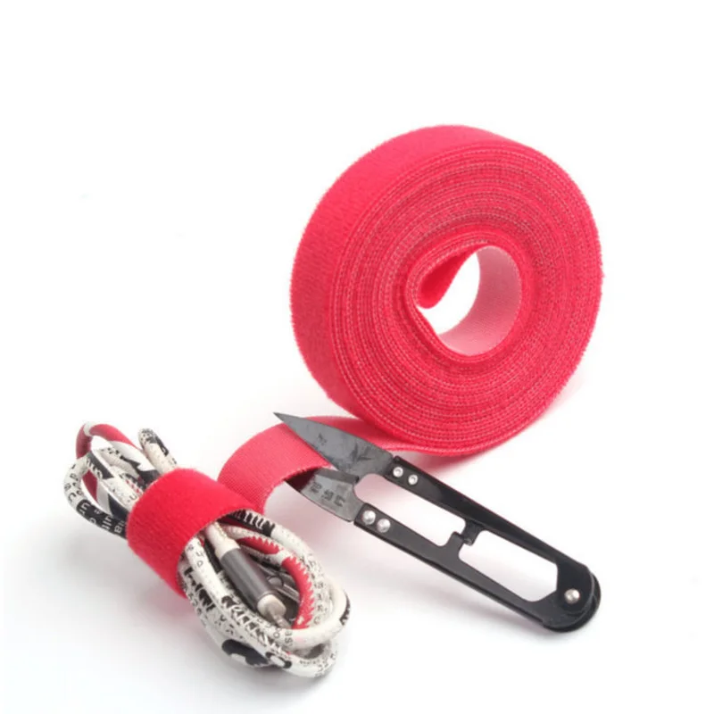 Цветная двухсторонняя нейлоновая клейкая лента для крючков и петель, пришивная застежка, аксессуары для шитья, инструменты для нарезки - Цвет: Red 10mm